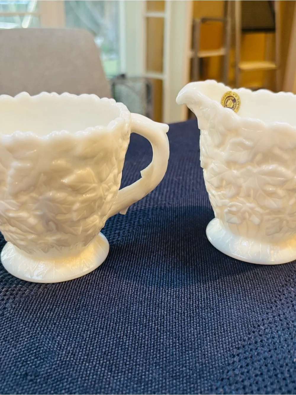 Vintage Westmoreland Milk Glass Creamer and Sugar Set - White
